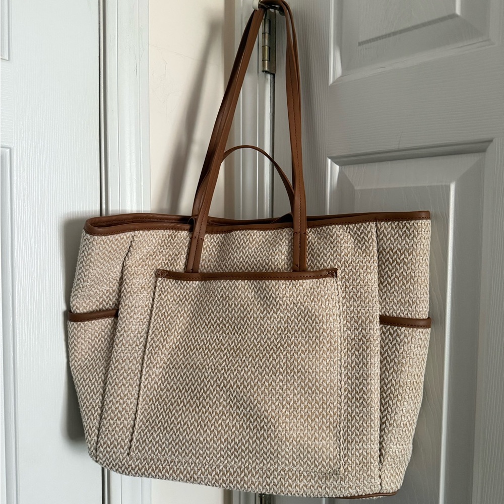 Chic Cream and Brown Tote Bag